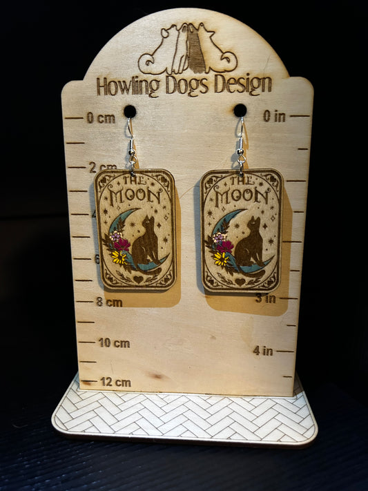 The Moon Cat Tarot Card Earrings
