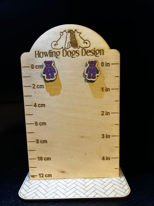 Purple Teddy Bear Earrings