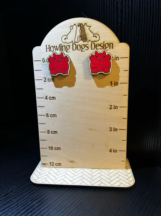 Red monster earrings