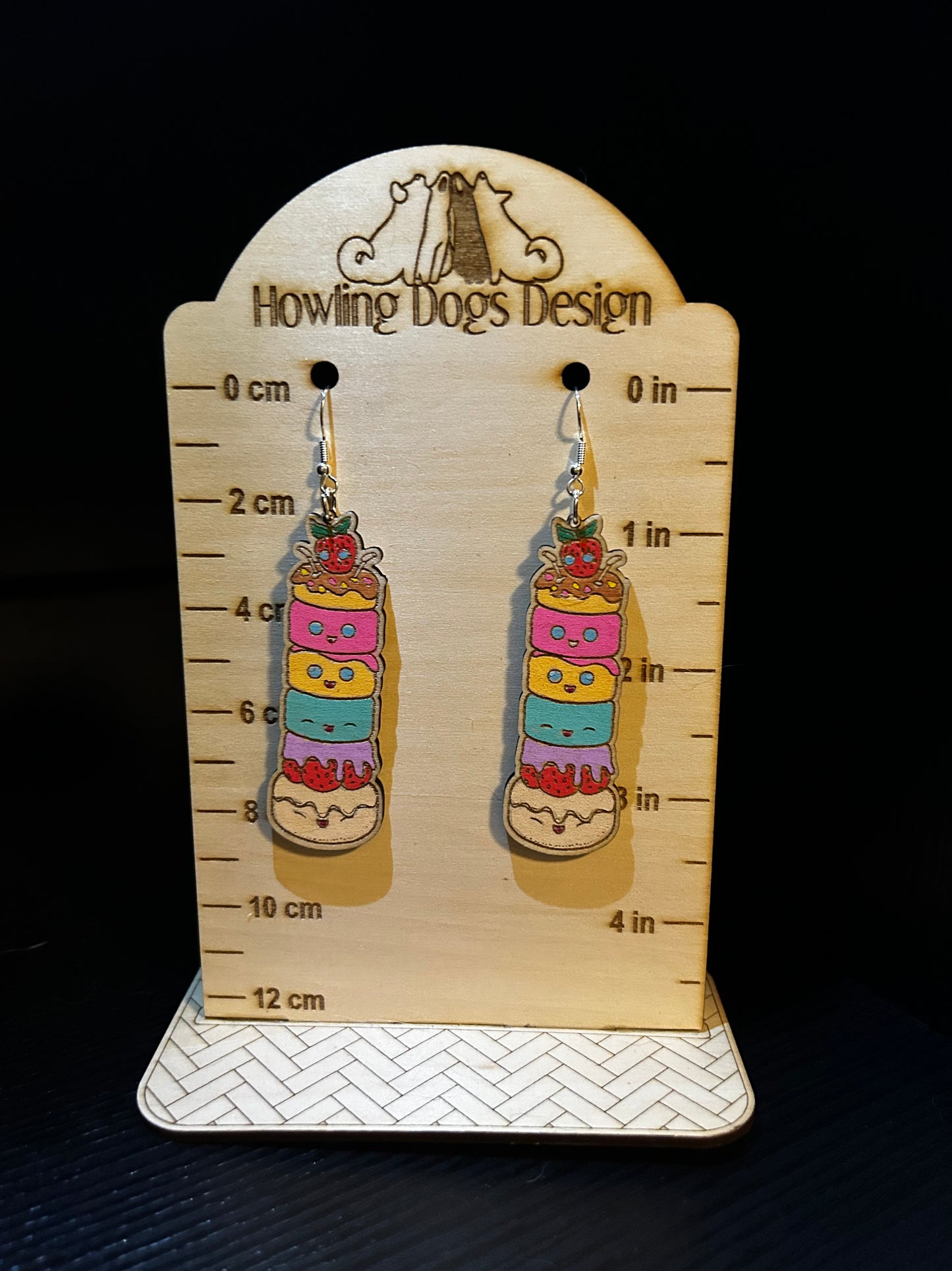 Layered cake with strawberry topper earrings