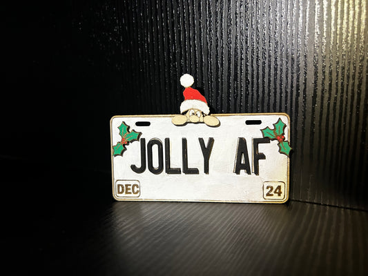 Jolly AF license plate ornament