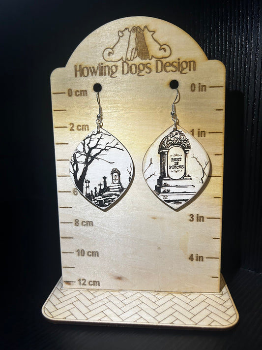 Rest in Pieces Tombstone Earrings