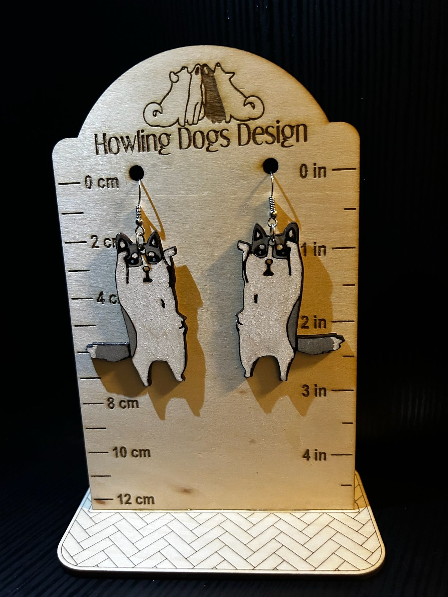 Dancing huskies earrings