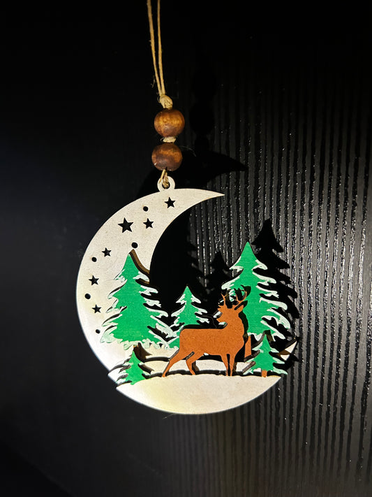 Deer scene ornament