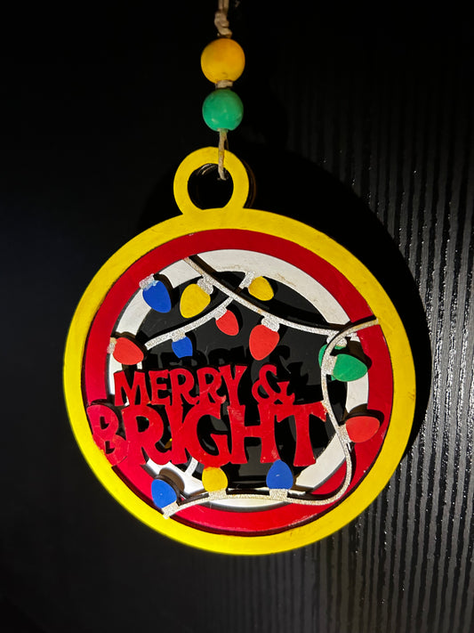 Merry and bright layered ornament