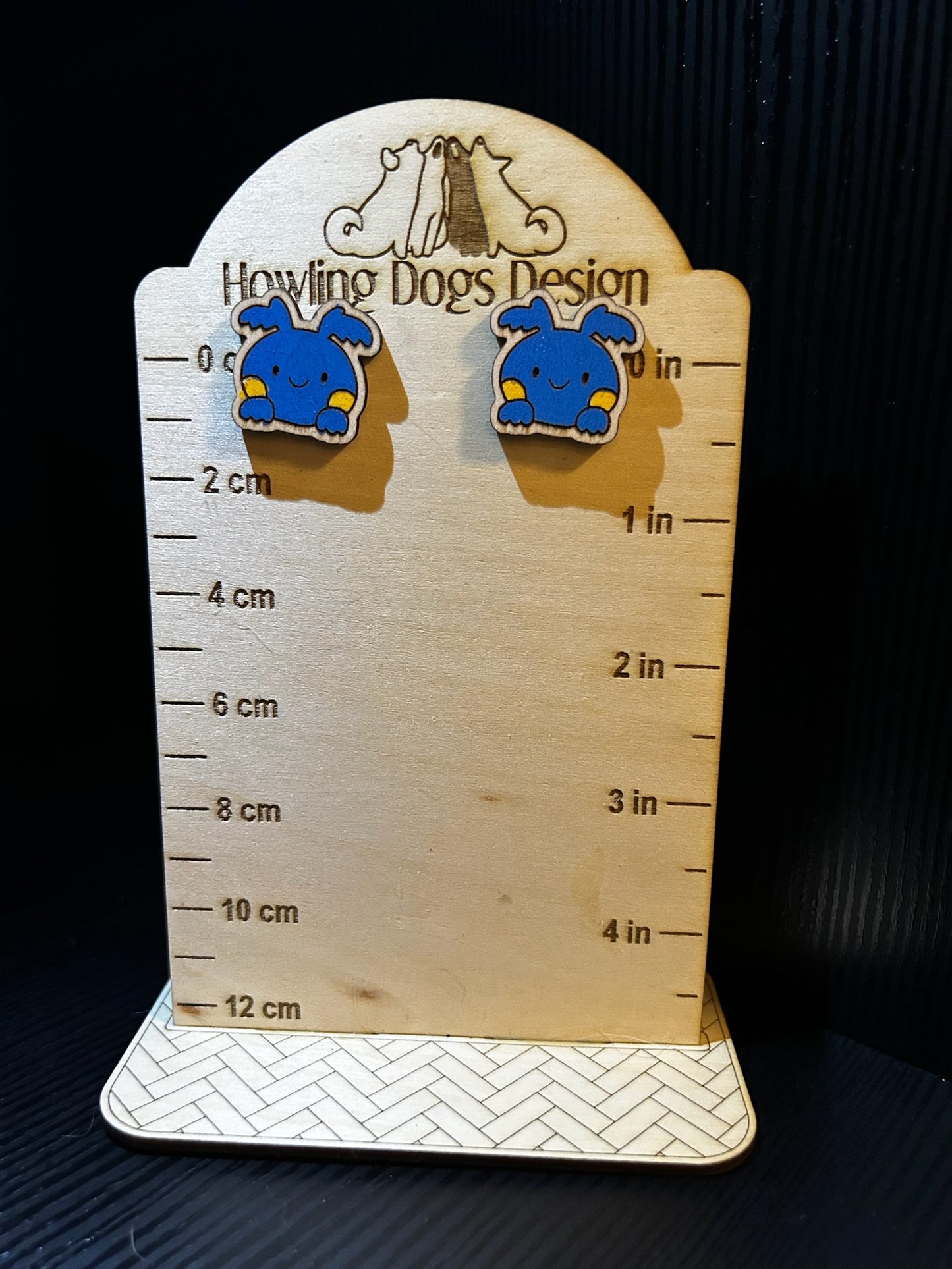 Blue and Yellow monster earrings