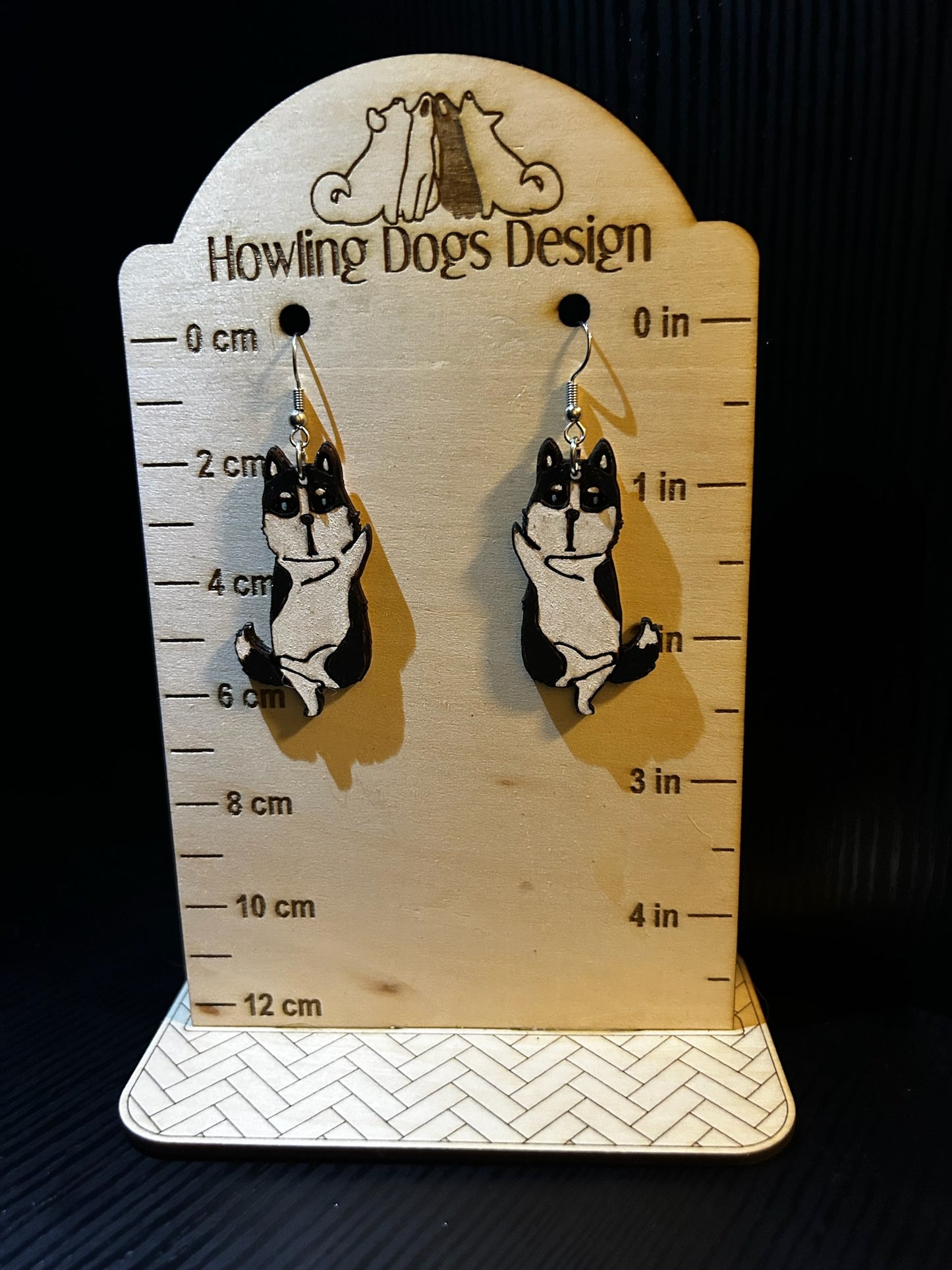 Dancing huskies earrings