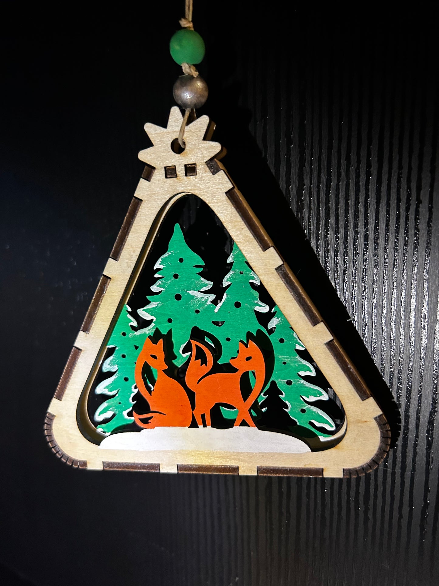 Layered Fox scene ornament