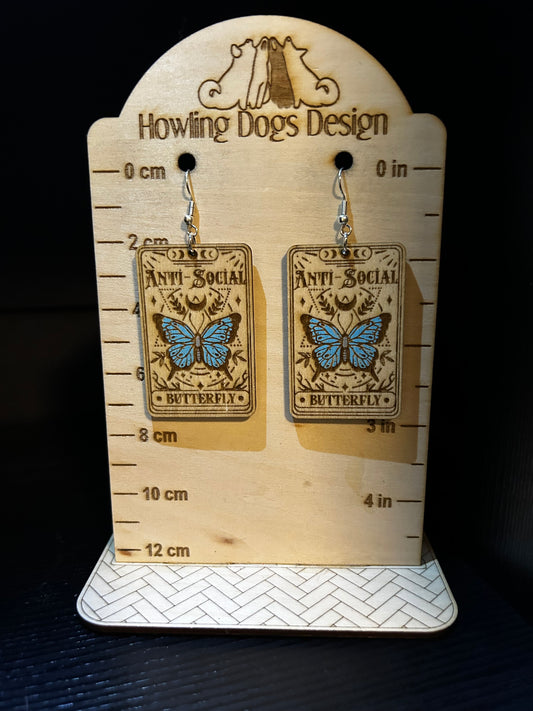 Anti Social Butterfly Tarot Style Earrings