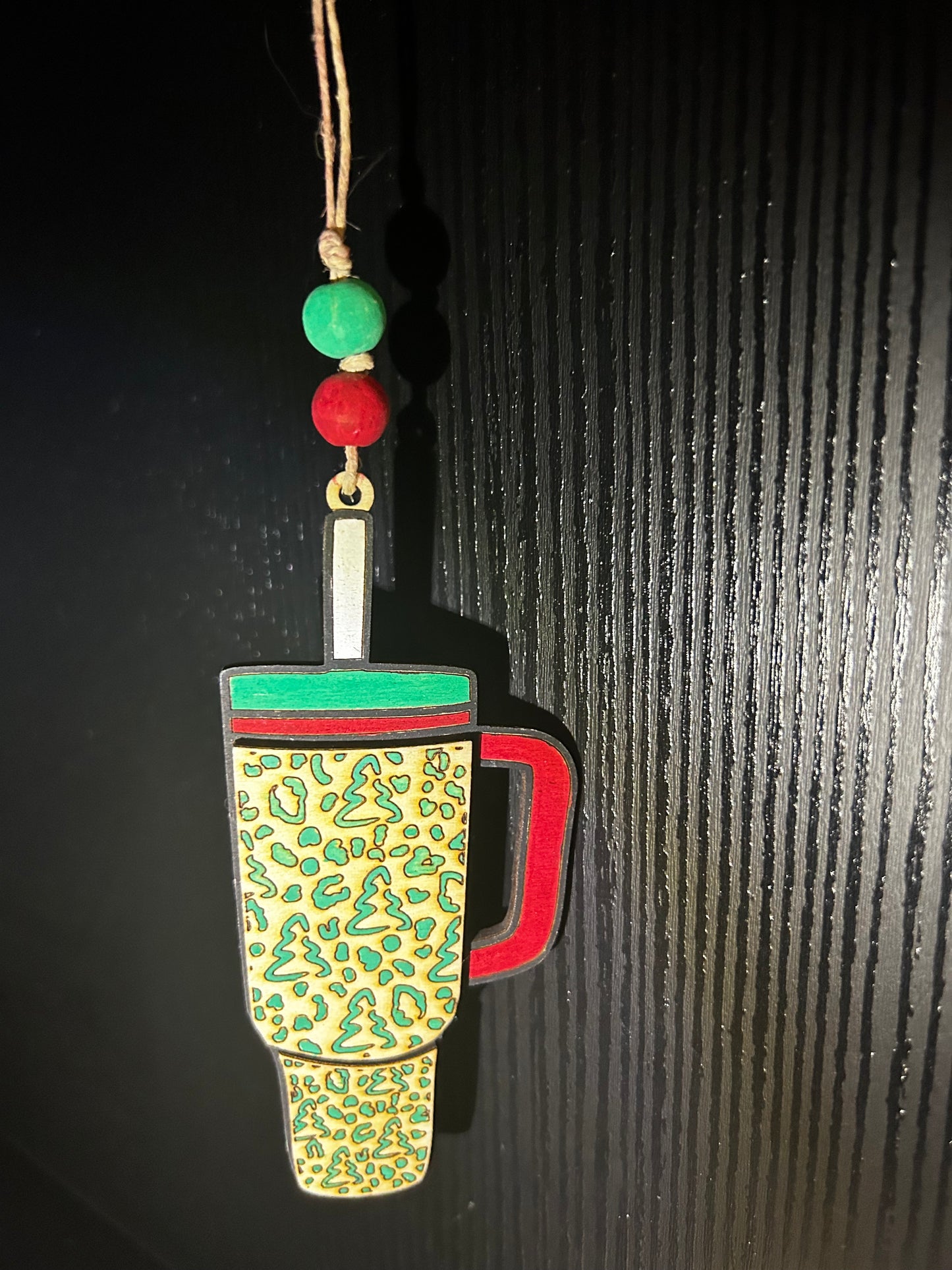 Christmas cheetah print cup ornament