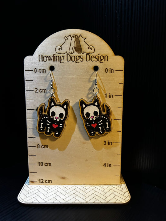 Skeleton Cat Earrings