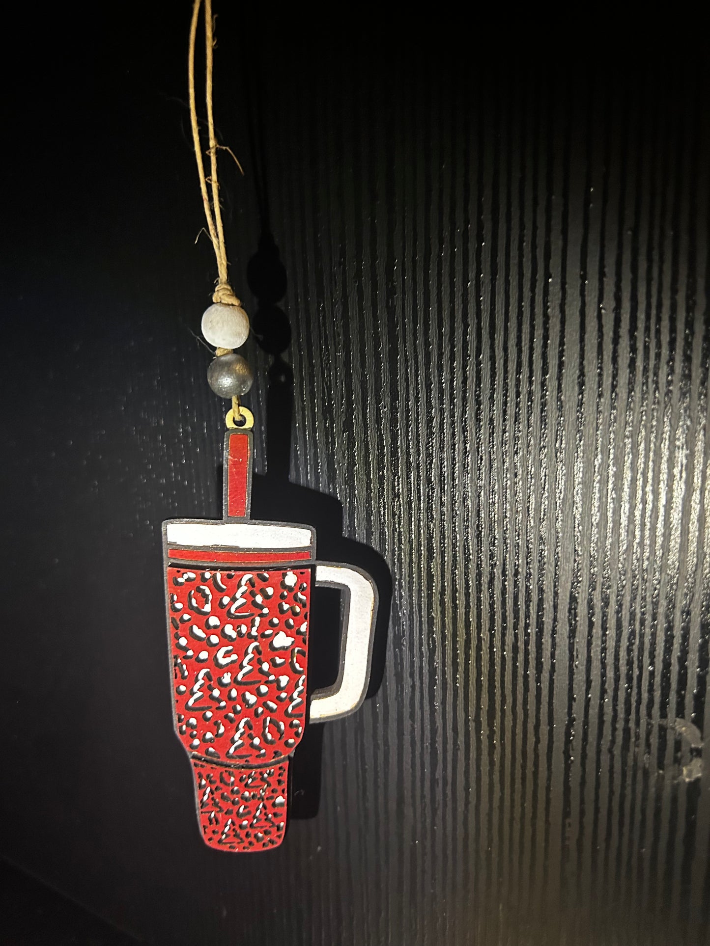 Christmas cheetah print cup ornament