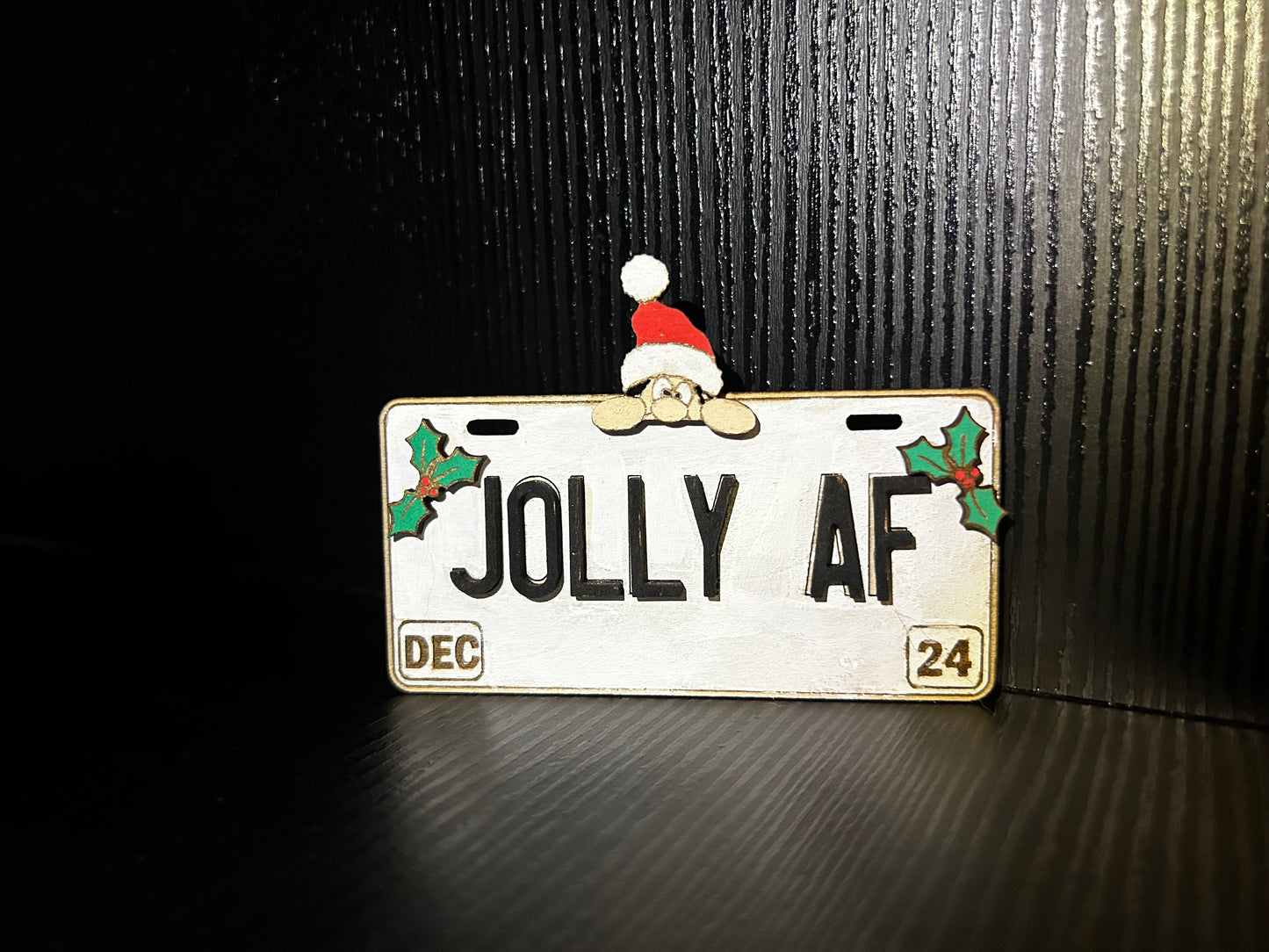 Jolly AF license plate ornament