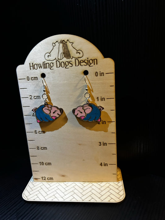 Pig in a blanket dangle earrings