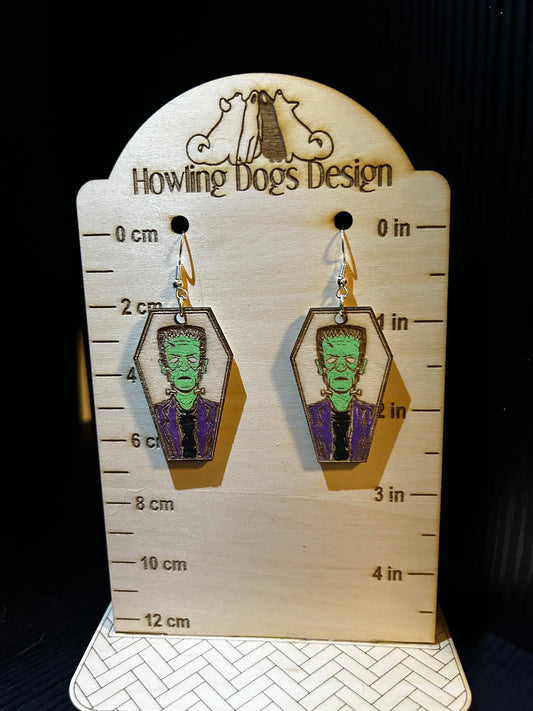 Frankenstein’s Monster coffin-shaped earrings